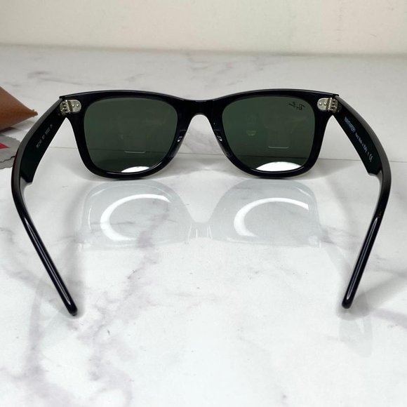 RAY-BAN Wayfarer Propel Black Green Lens Square Sunglasses RB2140 Italy Unisex - Picture 6 of 11